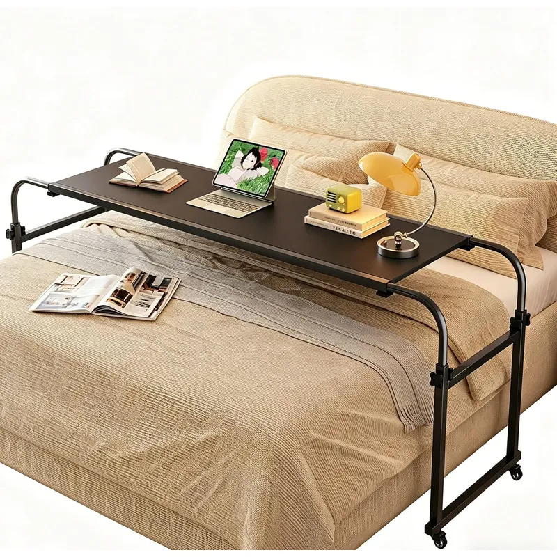 Adjustable Laptop Table - Heavy Duty Overbed Table with Wheels