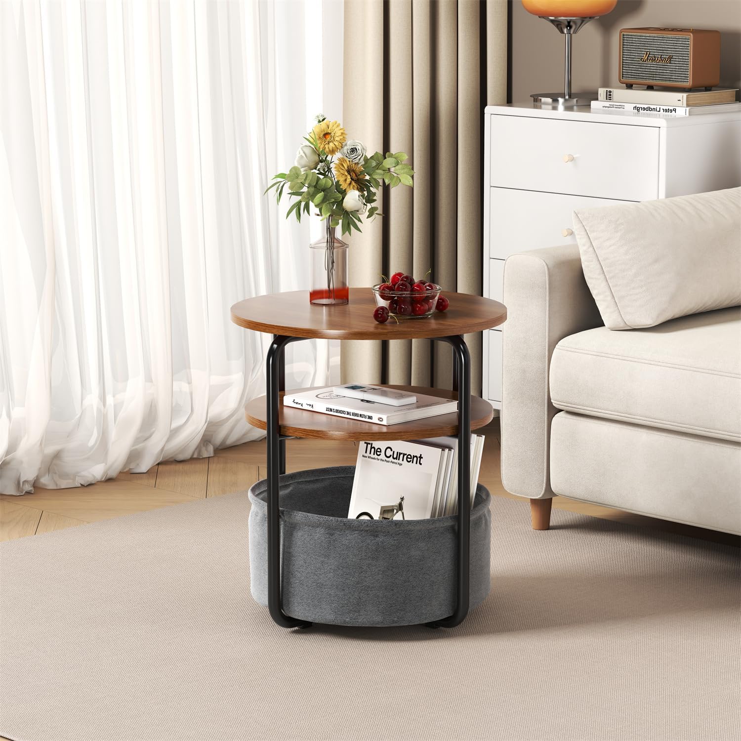 Office Furniture Removal - 3-Tier Computer Desk with Removable Fabric