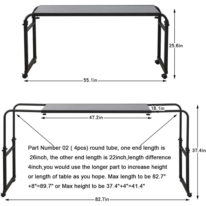Heavy Duty Overbed Table with  - Adjustable Laptop Table recension och pris