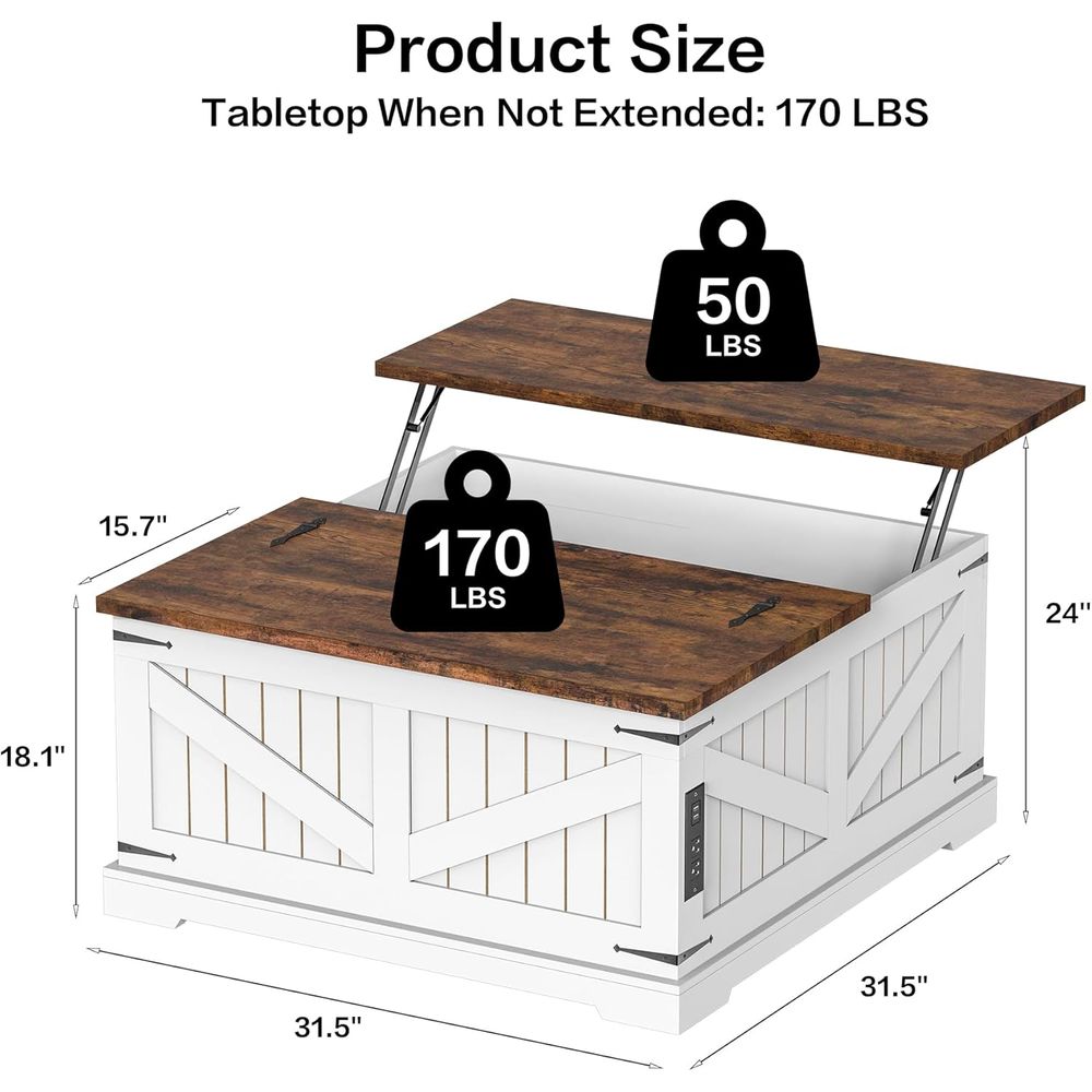 36 Lit Top Coffee Table with S - Adjustable Laptop Table recension och pris