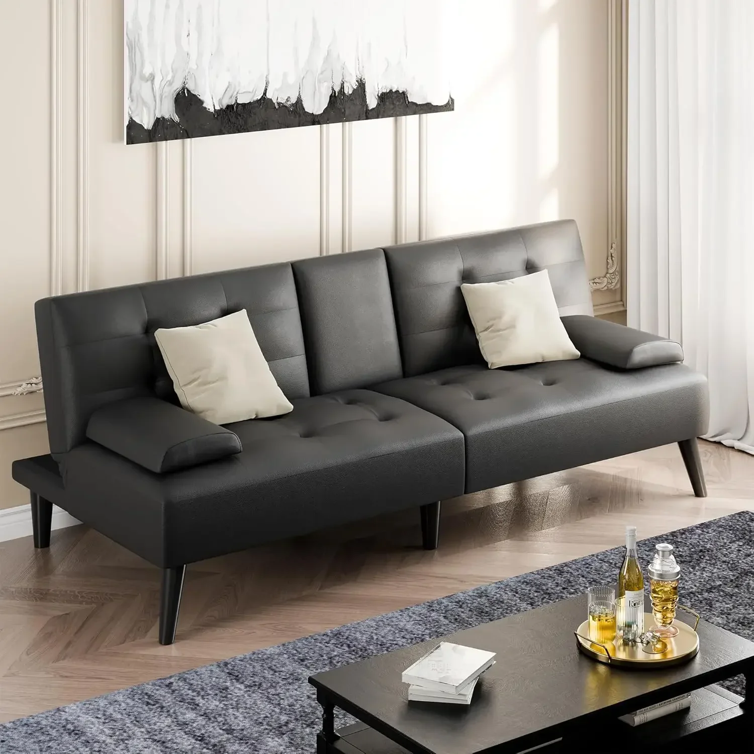 Futon Sofa Bed, Leather Foldab - Office Furniture Removal recension och pris