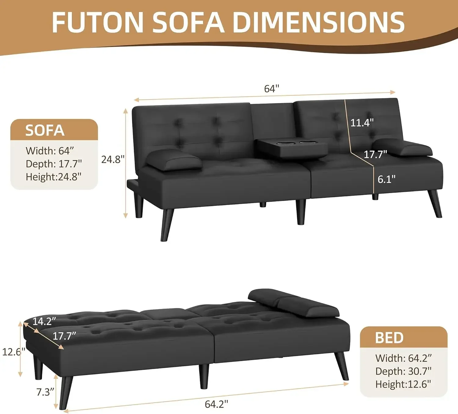 Futon Sofa Bed, Leather Foldab - Office Furniture Removal recension och pris