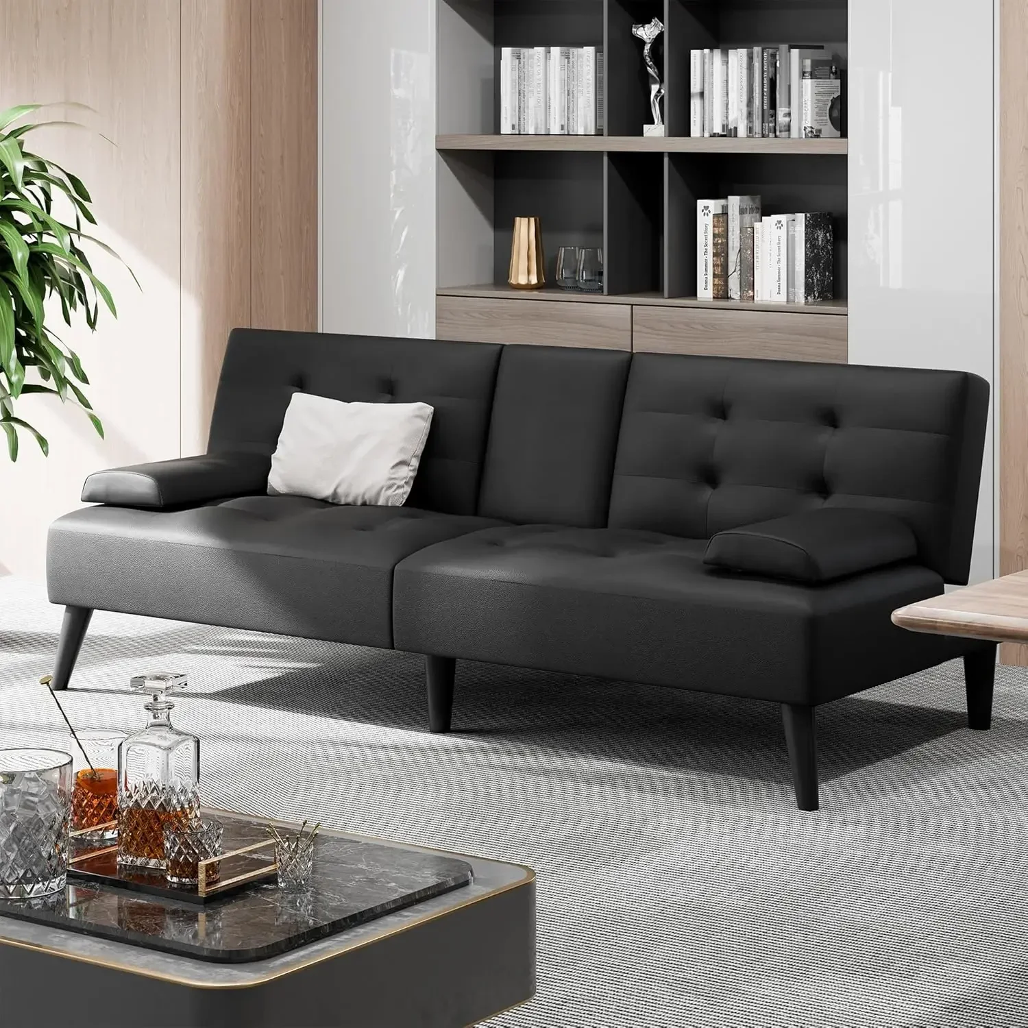 Futon Sofa Bed, Leather Foldab - Office Furniture Removal recension och pris